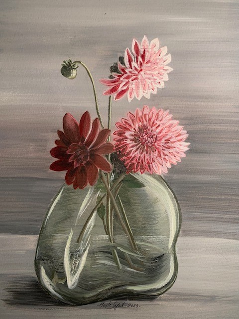 Les dalhias roses 